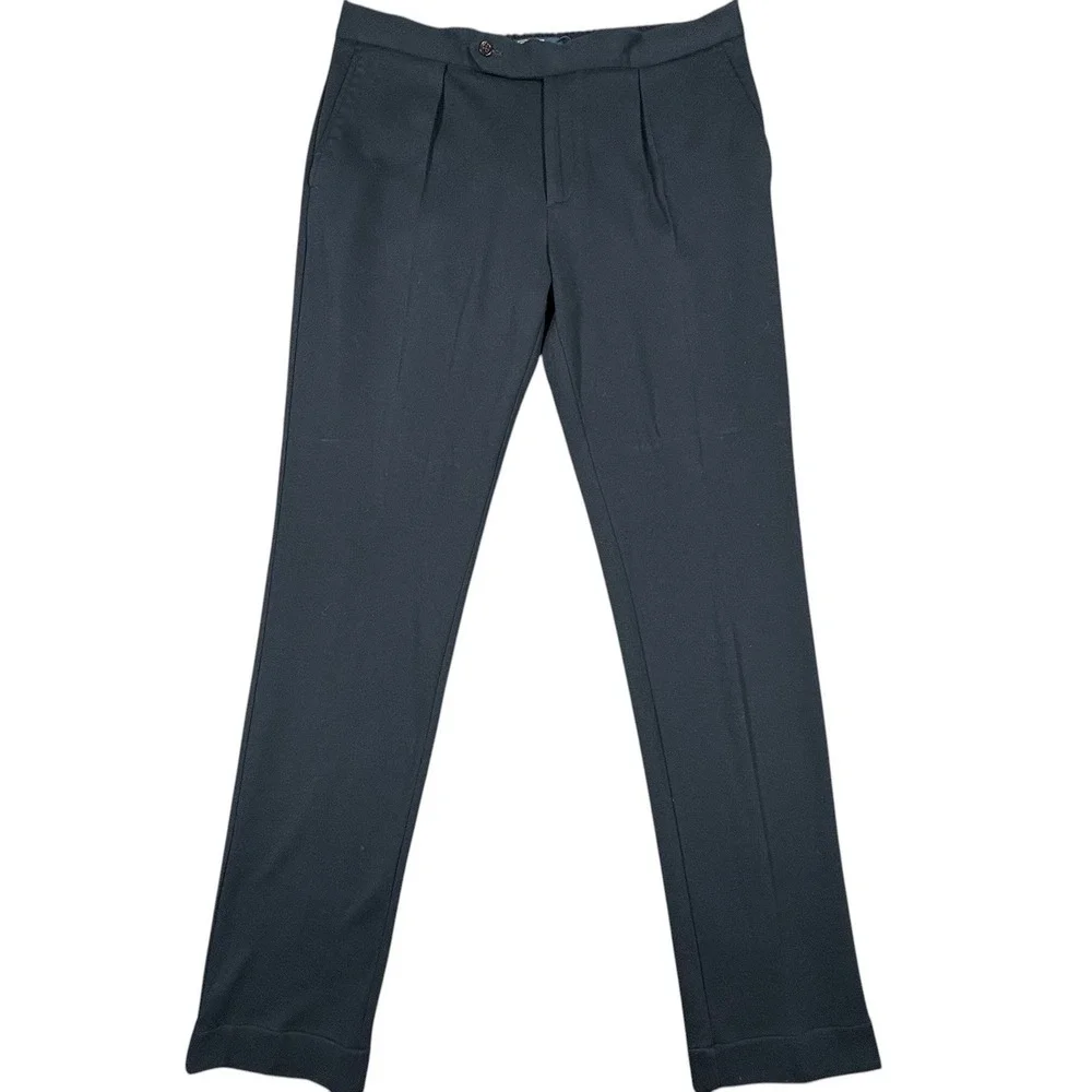 Polo Ralph Lauren Knit Mesh Trousers Mens 38x34 Navy Blue Pleated Drawstring NWT